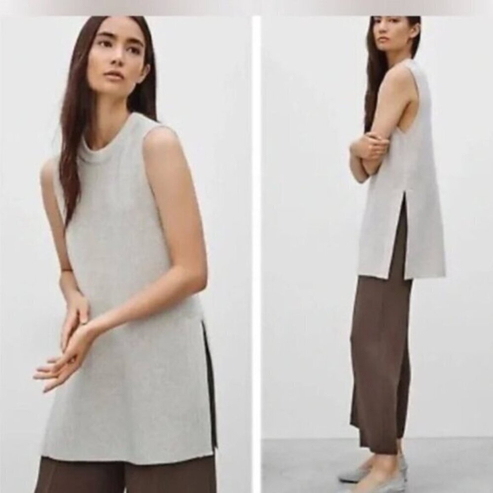Aritzia Wilfred Palmier Tan Sleeveless Knit Tunic Chic Work Preppy Minimalist